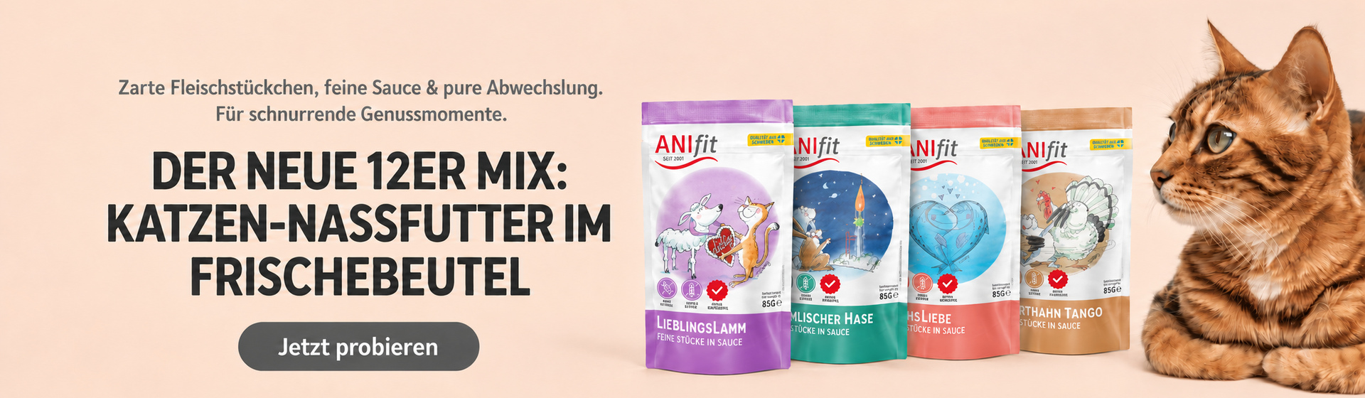 Katzen Nassfutter im Frischebeutel